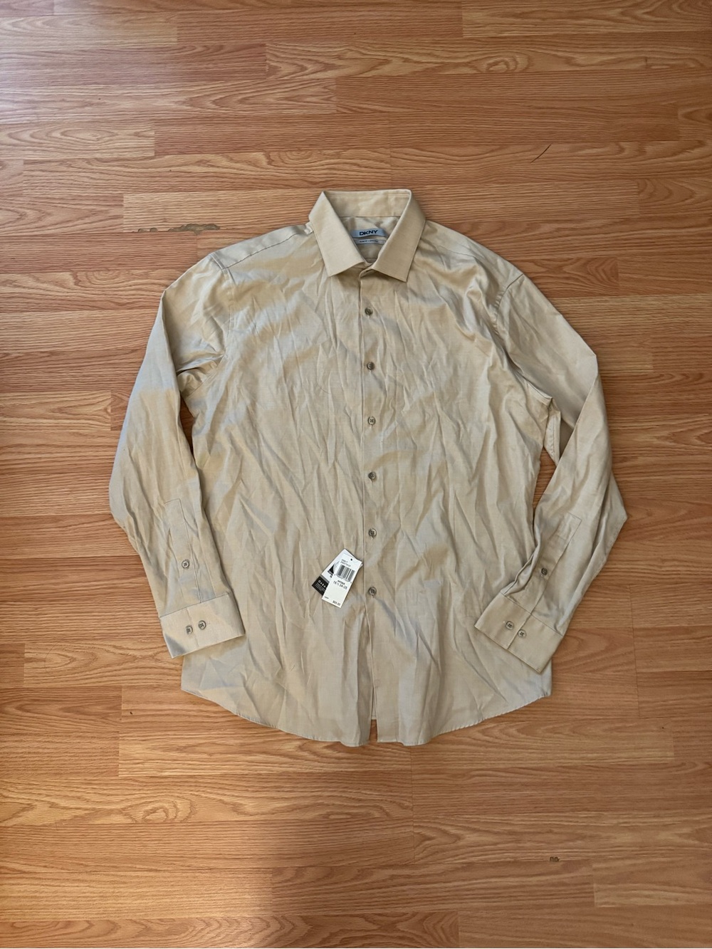 DKNY Casual Beige Long-Sleeve Button-Up Shirt